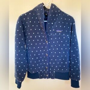Patagonia Women’s Snap Front Retro-X Sherpa Fleece Navy Polka Dot XS